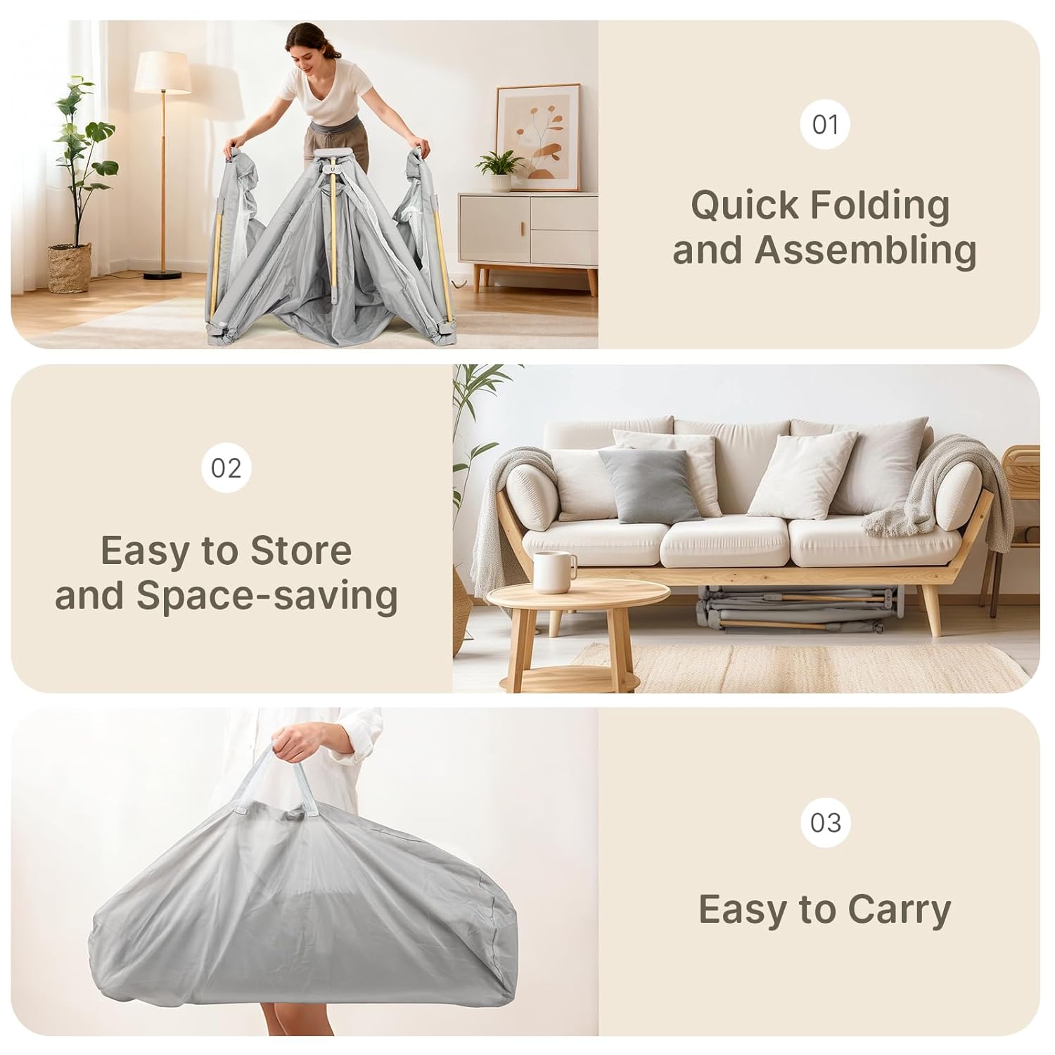 Thumbnail 4 de Foldable Baby Playpen with Mat, 71x59 – Portable Collapsible Play Yard for Babies and Toddlers