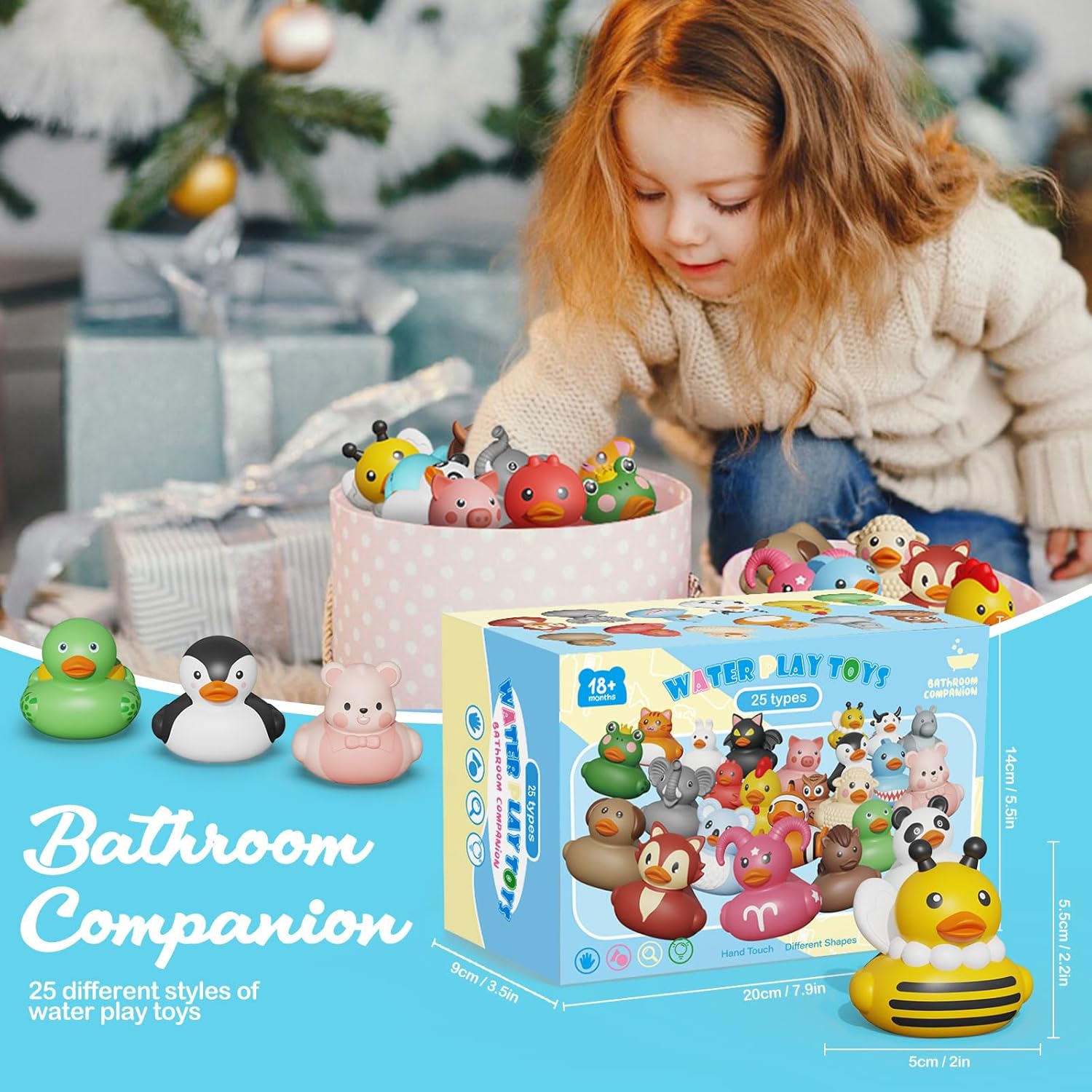 Thumbnail 5 de Pack of 25 Rubber Ducks Bath Toys for 18M+ – No Hole Design, Soft Floating Fun