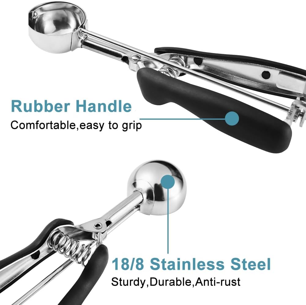 Detalle de HOMURE H Cookie Scoop Set — 3-Piece Stainless Steel Scoops (1 Tbsp, 2 Tbsp, 3 Tbsp) with Non-Slip Grip