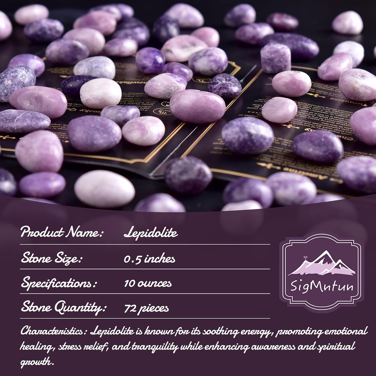 Thumbnail 1 de SigMntun Polished Lepidolite Stones, 72 Pieces, 1.2 cm