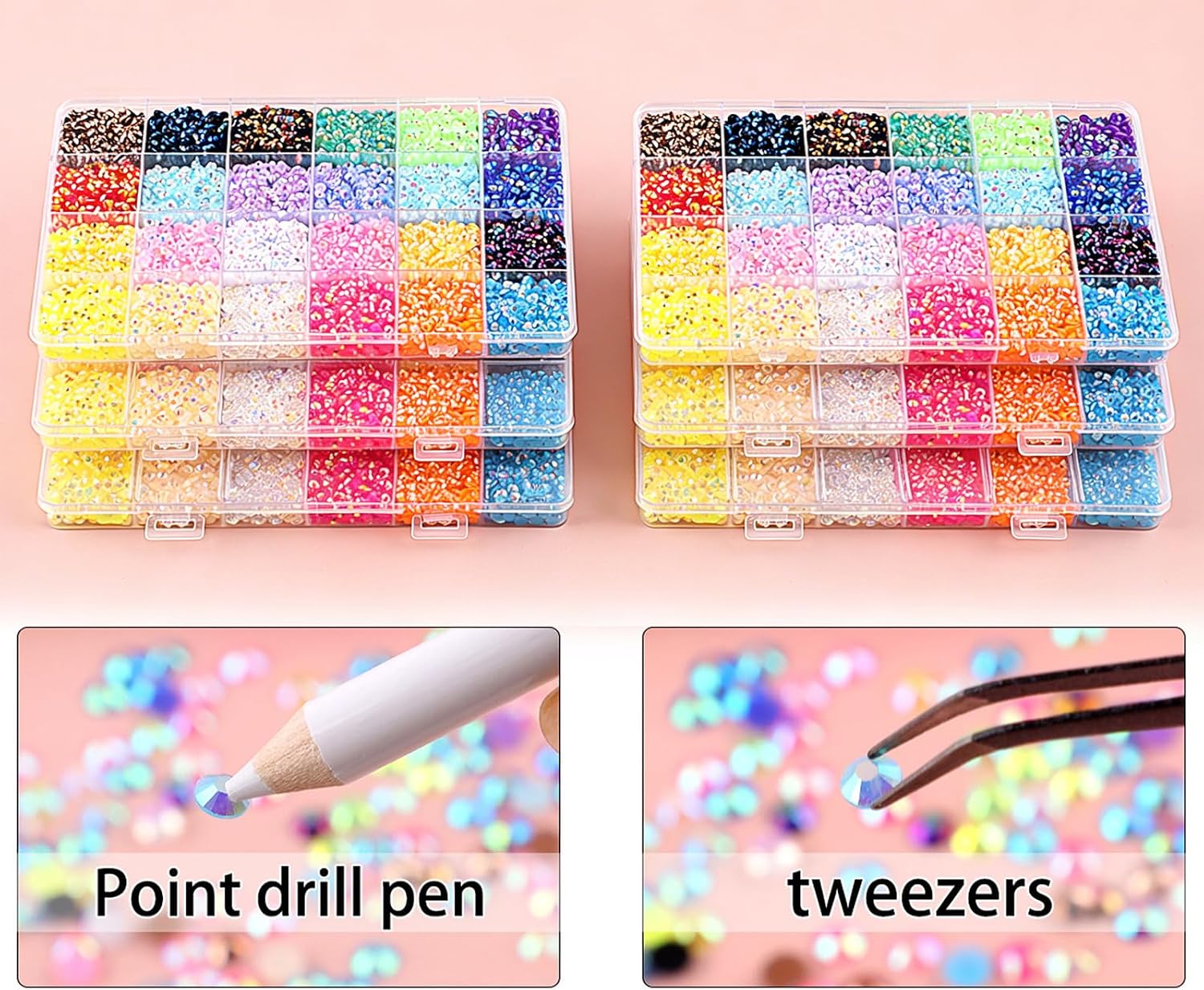 Detalle de Kilibili 40 Colors Resin Jelly Rhinestones (3mm) – 40,000 PCS Complete Bedazzling Kit