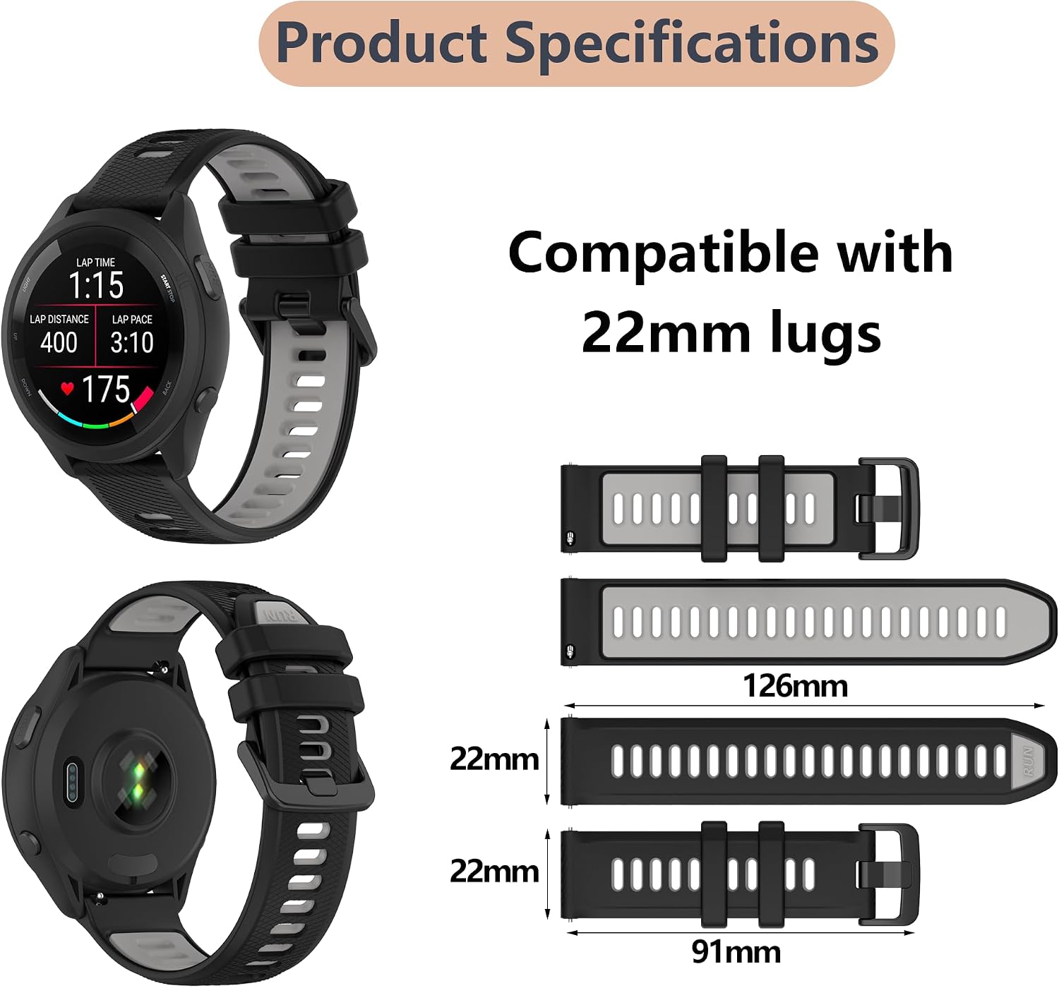 Thumbnail 2 de MELEJIA Silicone Strap 18mm adjustable