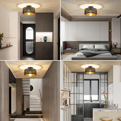 Thumbnail 6 de FRIDEKO HOME Deckenlampe Schwarz Durchbrochener Rund Ø30cm Deckenleuchte
