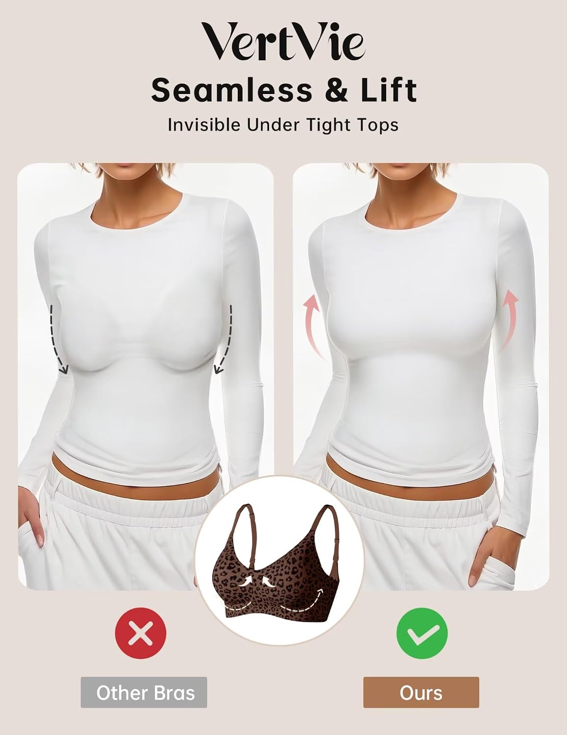 Detalle de Vertvie Womens Seamless Jelly Bras: Wireless Full-Coverage Comfort Bralette