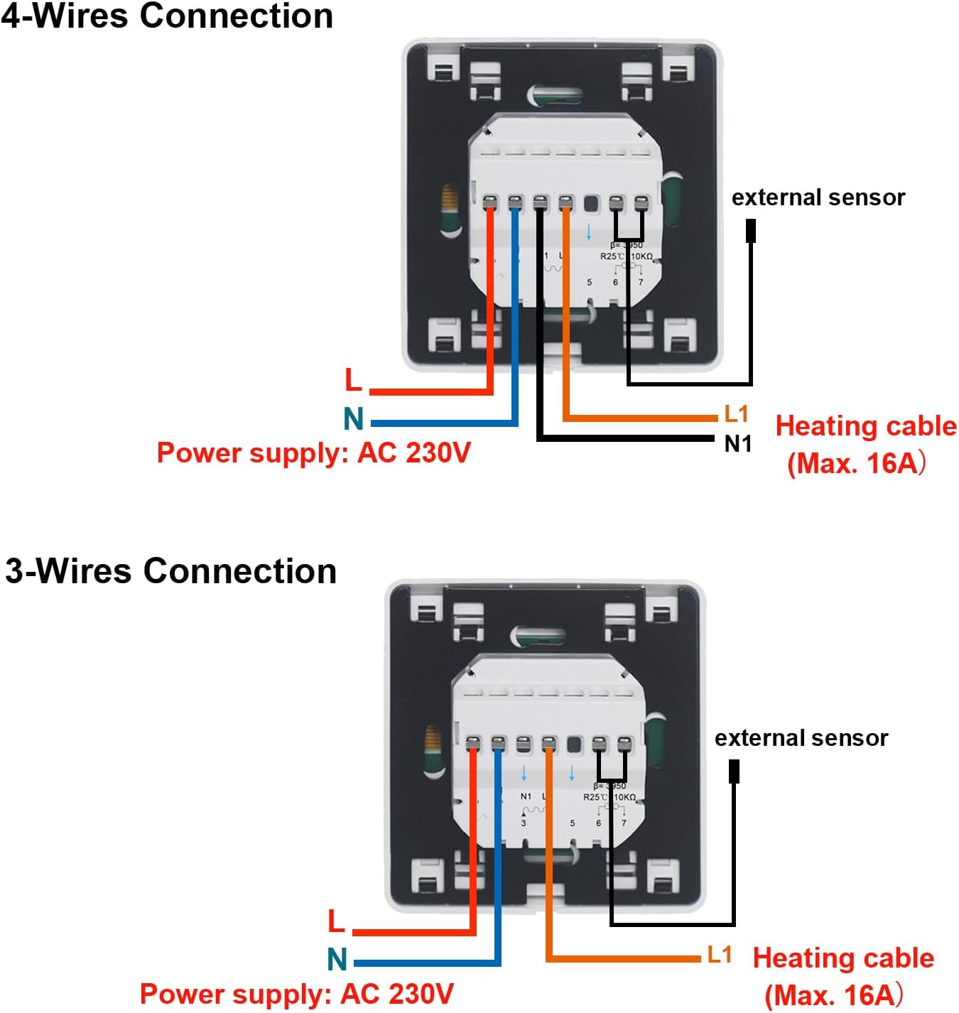 Thumbnail 4 de KETOTEK Programmable Electric Underfloor Heating Thermostat (16A) with External Sensor Probe