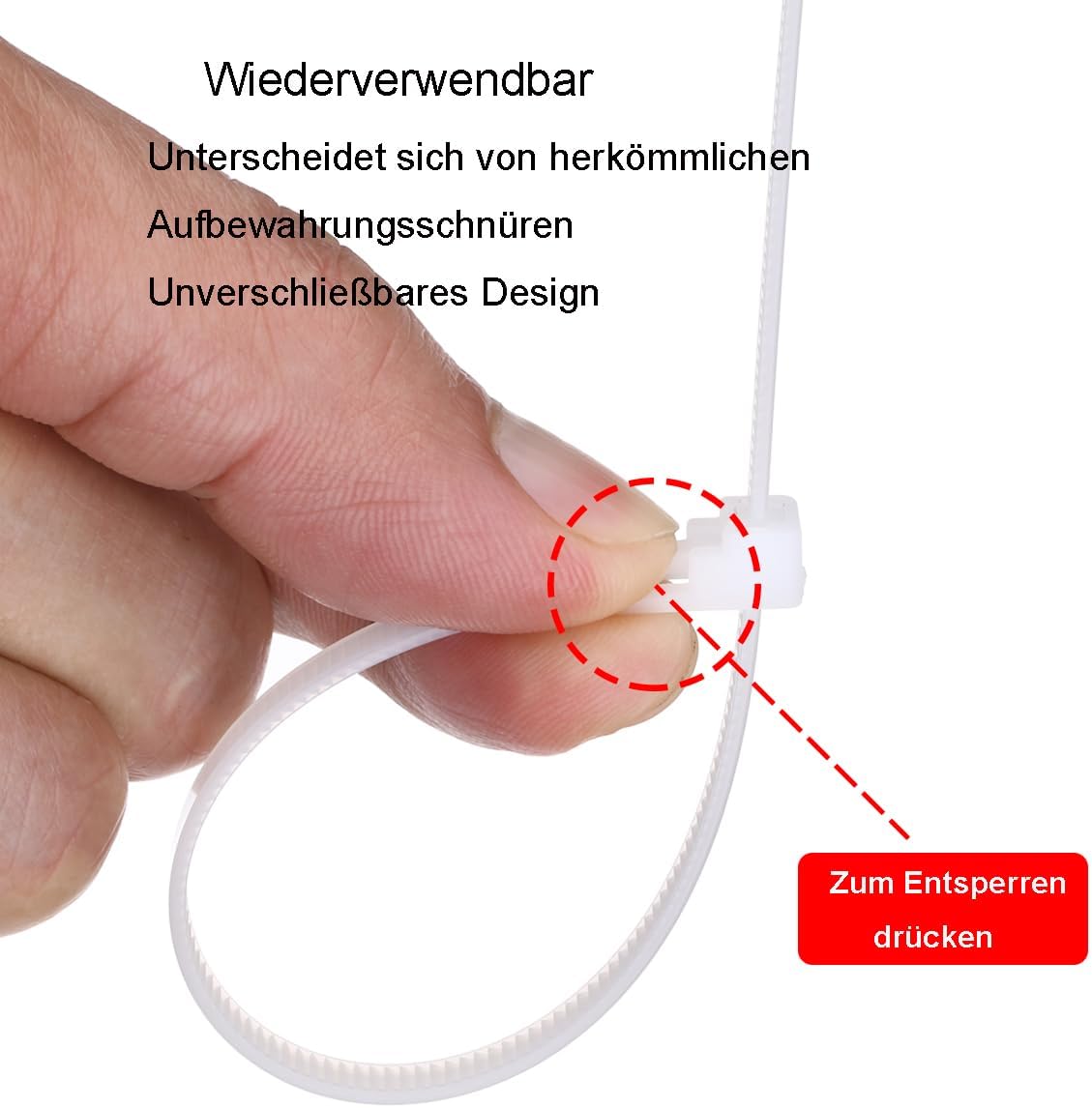 Thumbnail 1 de Rluobo Kabelbinder Wiederverschließbar 100 Stück, 300 mm x 4,8 mm – UV-beständig, Nylon 66