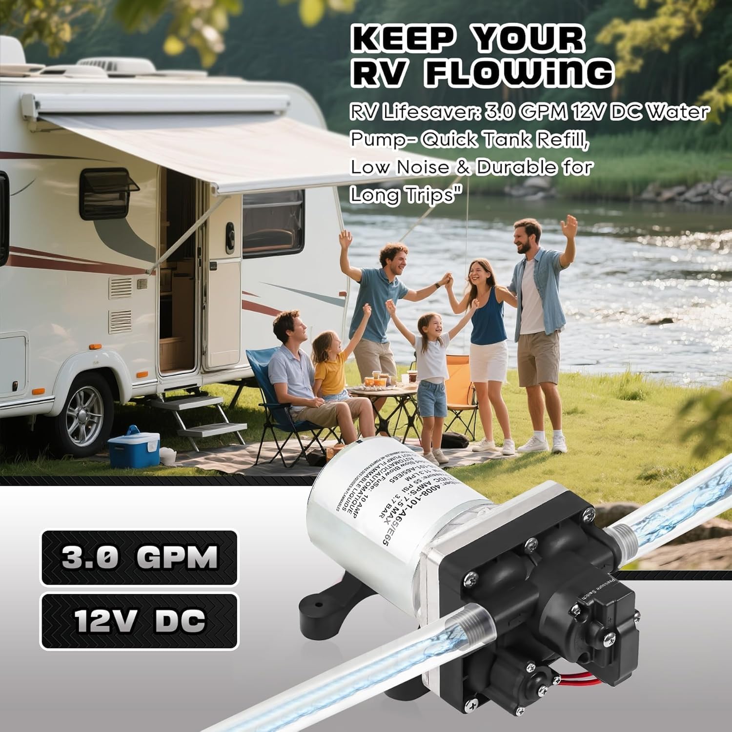 Thumbnail 3 de chddorn 12V RV Water Pump 4008-101-A65/E65 (3.0 GPM, 55 PSI) with Self-Priming, Quiet Diaphragm Design