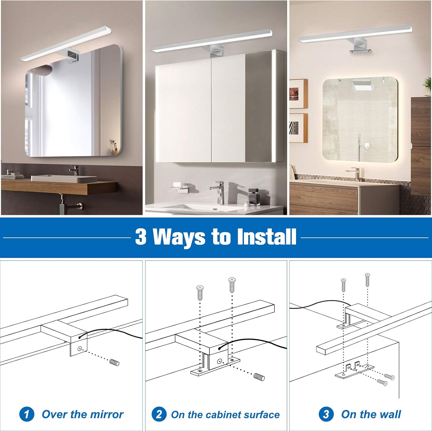 Thumbnail 4 de NIORSUN Lampada Specchio Bagno LED 12W 40 cm con Temperatura Colore Doppia 4000K/6000K, IP44 e 1100Lm