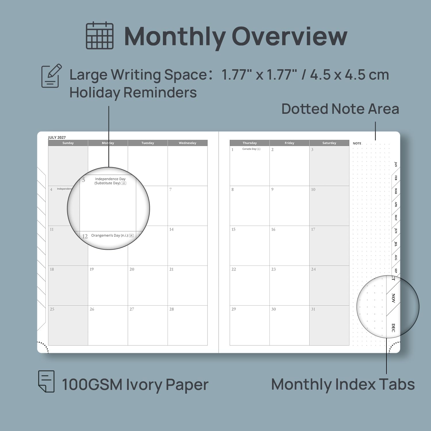 Detalle de POPRUN 2027 Planner, 8.5" x 10.5" Weekly and Monthly Appointment Book