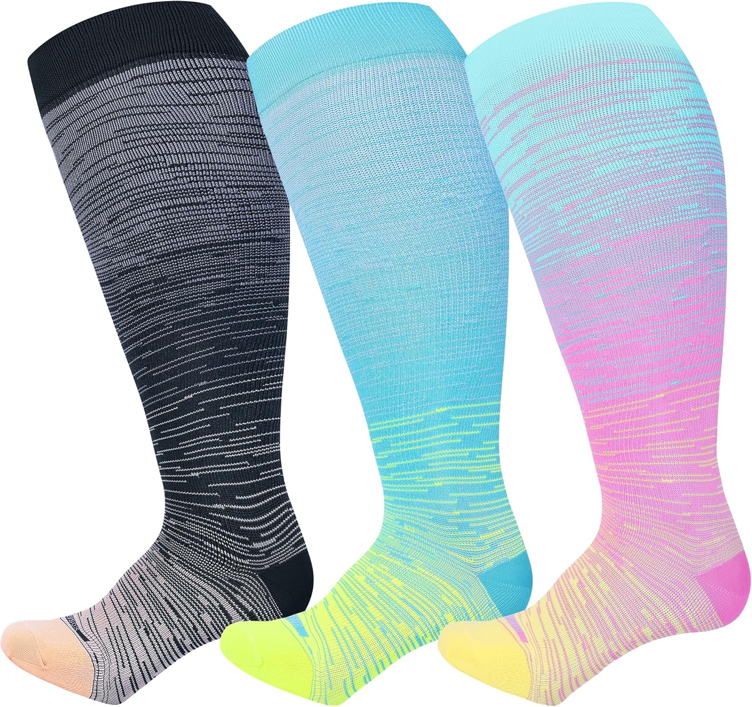 LEVSOX Plus Size Compression Socks for Wide Calf (15-20 mmHg) – Knee-High Support for Nurses, Pregnant Women, Travelers