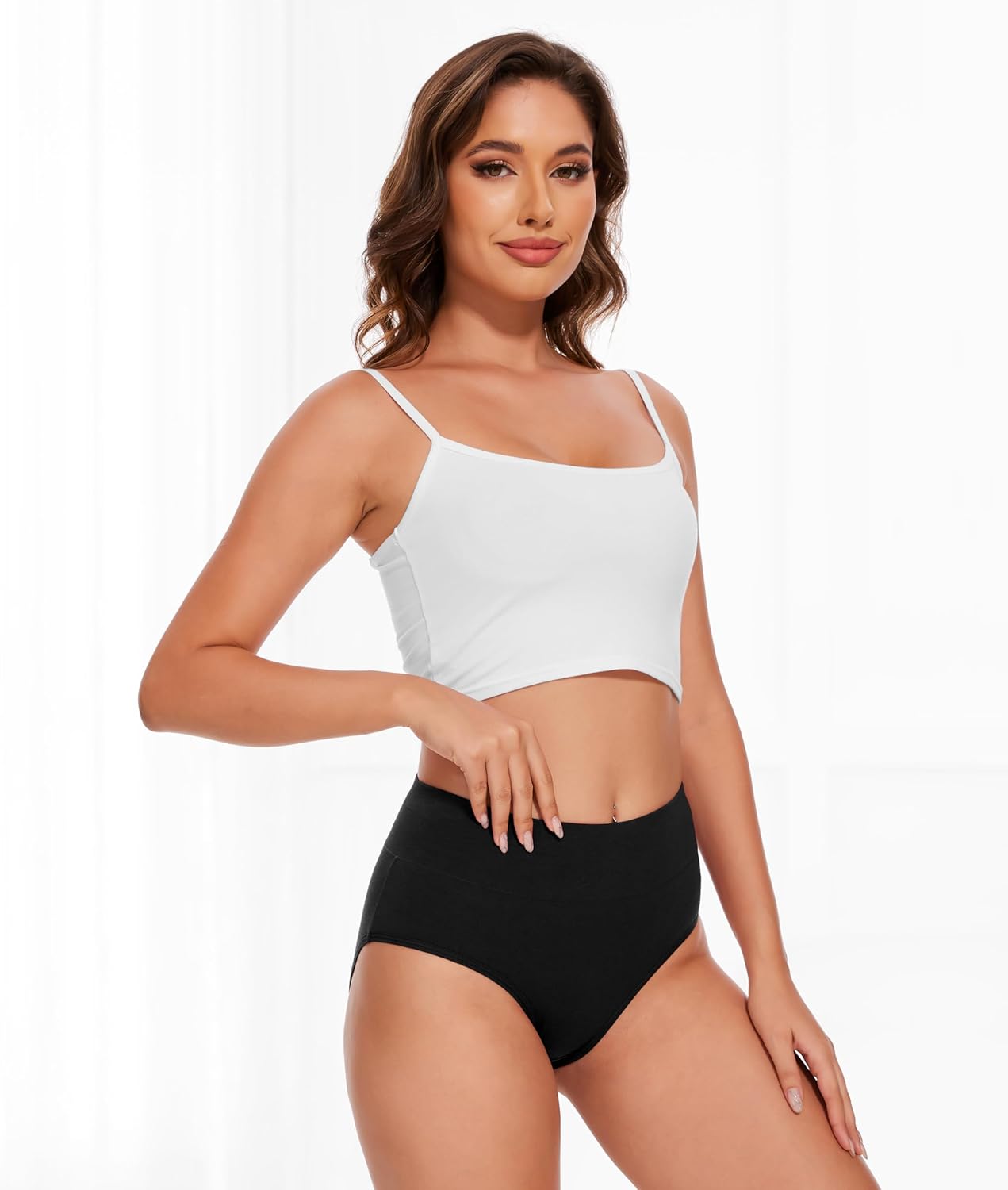 Detalle 2 de YESWEL Damen Unterhosen 5er Pack – Baumwolle Hohe Taille, Hipster, atmungsaktiv (Gr. S-3XL)