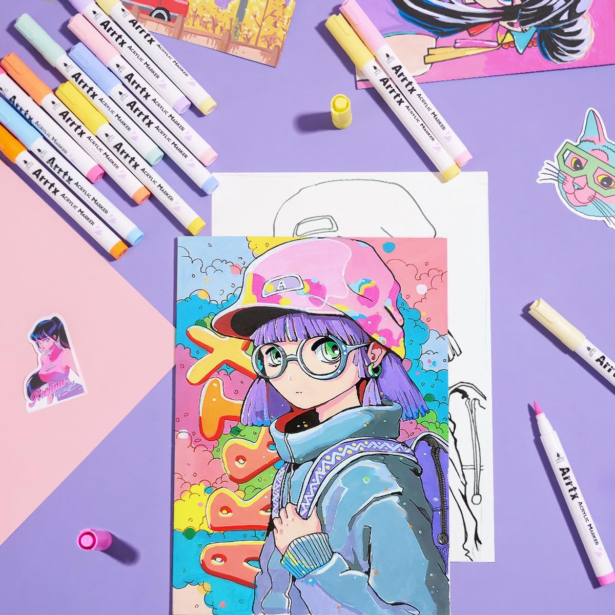 Thumbnail 6 de Arrtx 60 Colors Acrylic Markers 60B