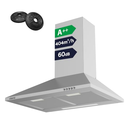 Detalle de CIARRA CBCS6201 Cappa Aspirante 60 cm – Classe A++, 404 m³/h, 60 dB, Argento
