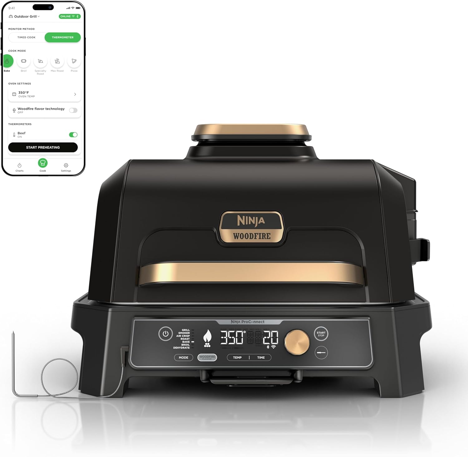 Detalle de Ninja Woodfire Pro Connect XL Outdoor Grill & Smoker (OG951BK1)