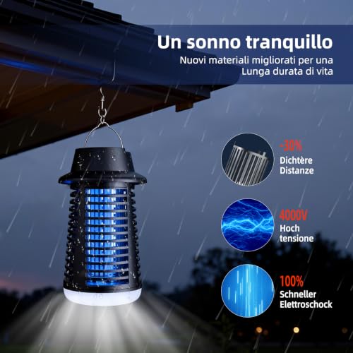 Detalle de Lampada Antizanzare 2-in-1 con luce UV 20W, scarica elettrica 4250V e illuminazione LED – IPX4