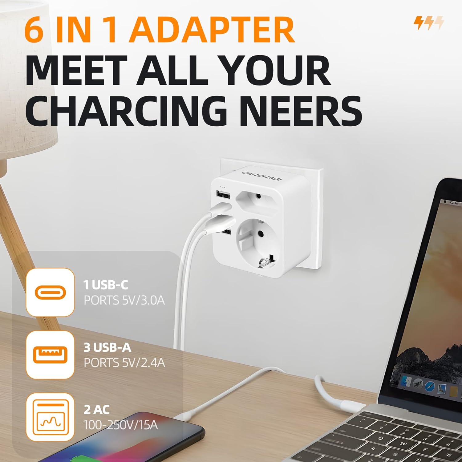 Thumbnail 4 de Adaptador Enchufe UK 6 en 1 USB C