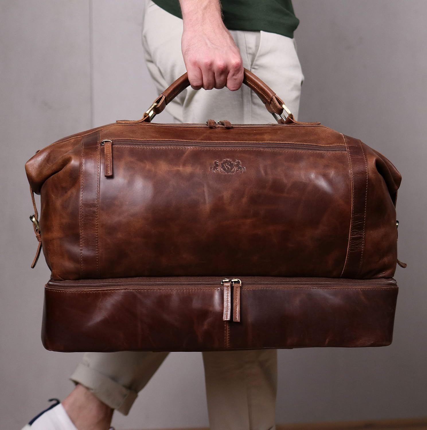 Detalle de SID & VAIN Kingston XL Weekender Real Leather Travel Bag
