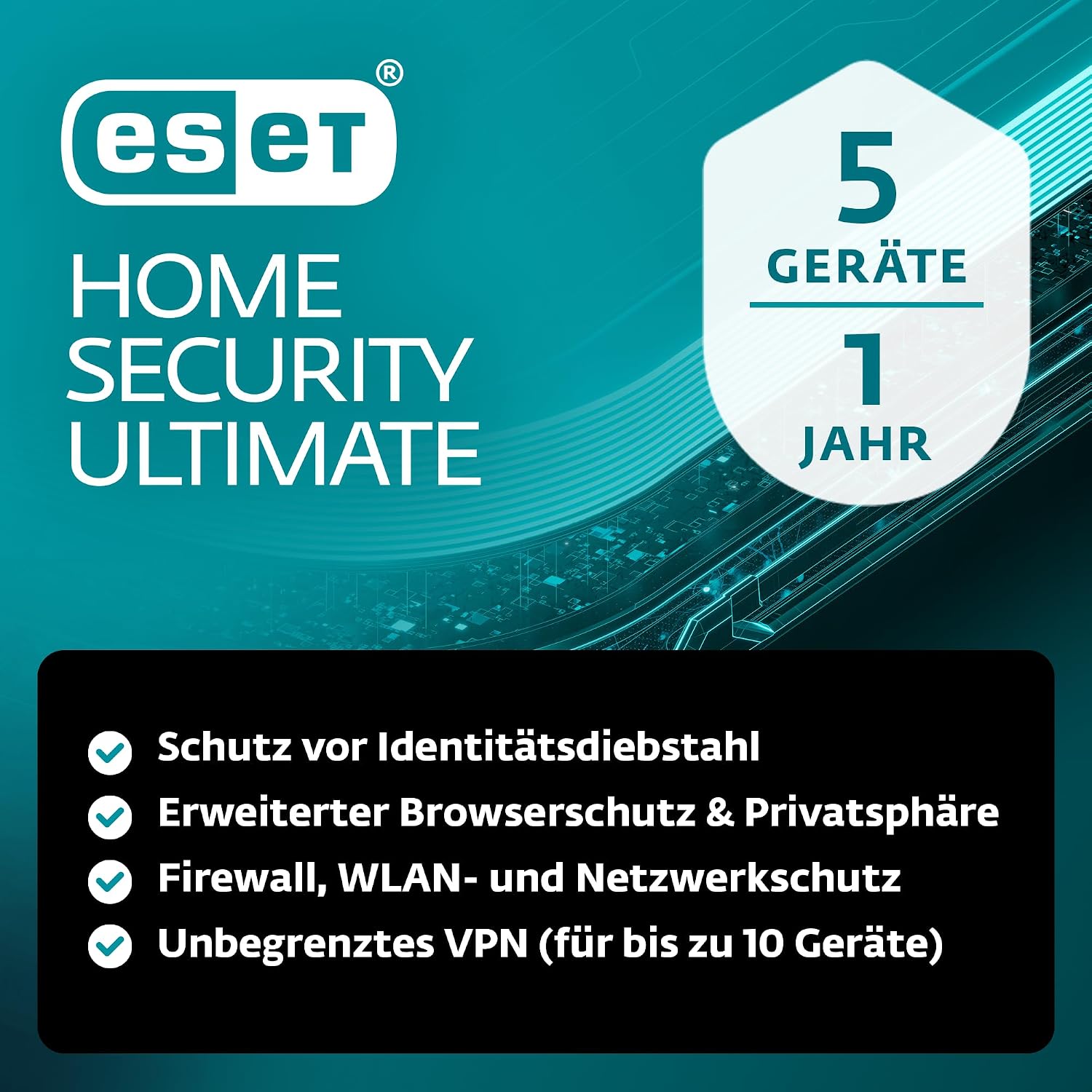 Detalle de ESET HOME Security Ultimate 2026 – Schutz für 5 Geräte, 1 Jahr inkl. VPN, Firewall und Ransomware-Behebung