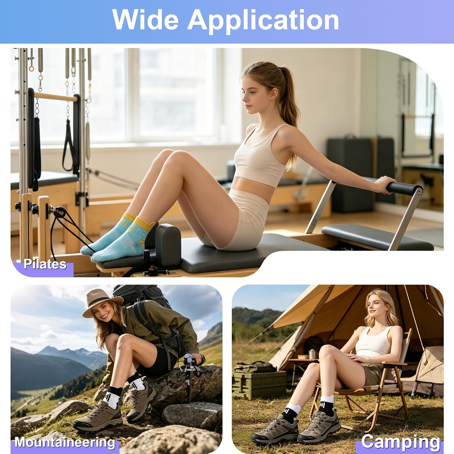 Detalle de Bequemer Laden 5 Paires Chaussettes Antidérapantes Femme – Running & Pilates