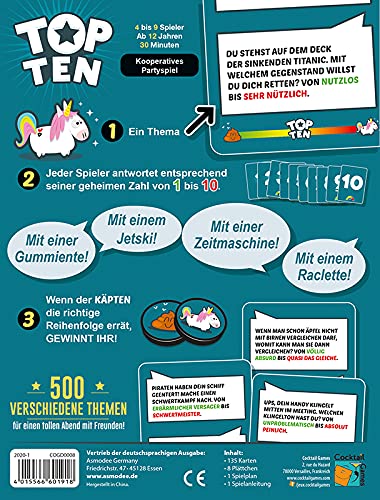 Detalle 2 de Top Ten – Asmodee: Partyspiel, Nominiert zum Spiel des Jahres 2022