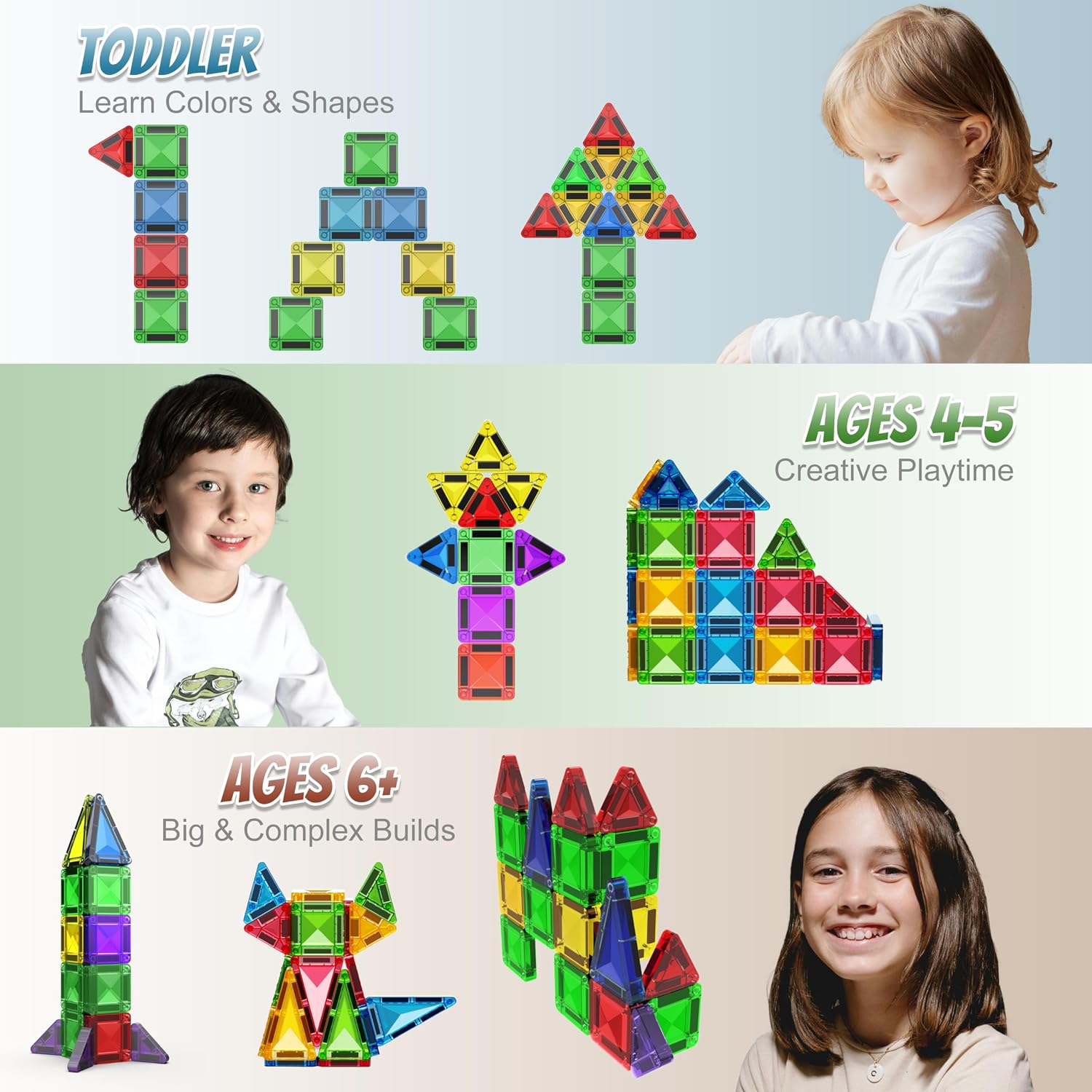 Thumbnail 6 de Micro Magnetic Tiles: Travel-Size STEM Building Blocks (18 Pieces) Glitter Edition