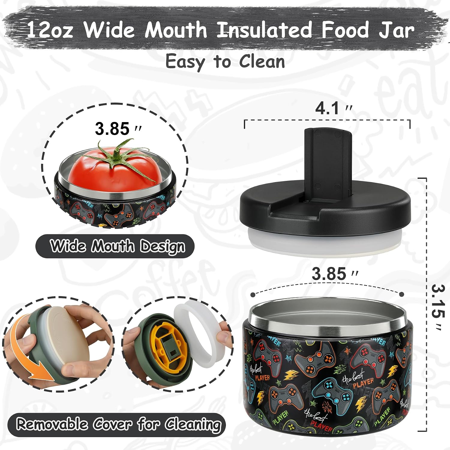 Detalle 1 de Pawtong 12oz Insulated Food Jar, Leakproof 🍲