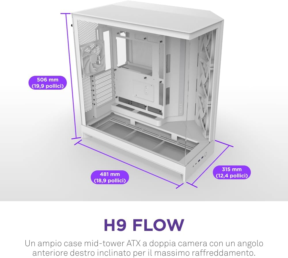 Detalle 2 de NZXT H9 Flow (2025) case PC ATX con vetro