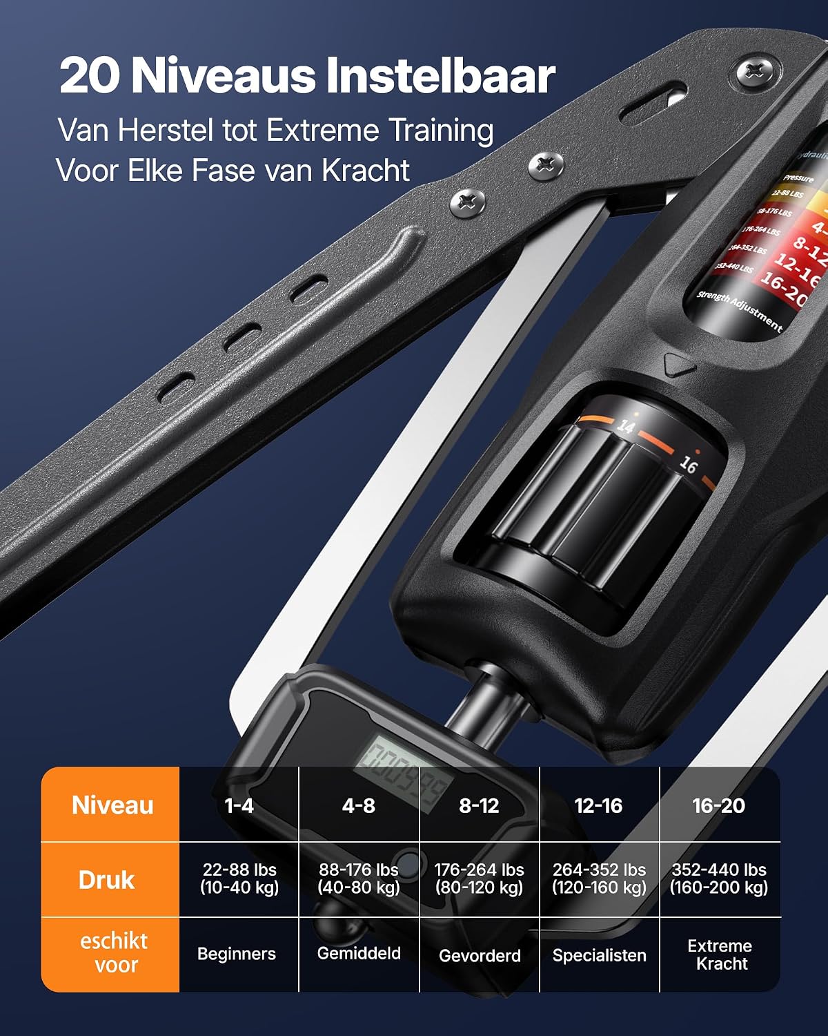 Detalle 2 de MERACH armtrainer met herhalingsteller en verstelbare weerstand van 10-200 kg