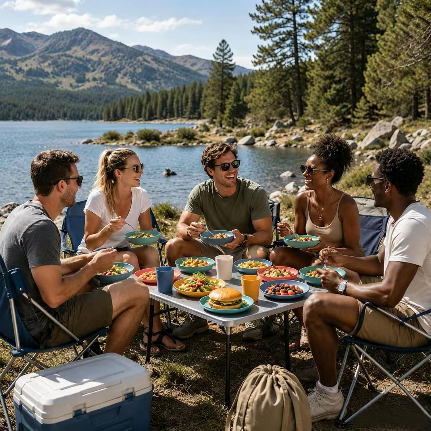 Detalle de UHAPEER 58Pcs Camping Dinner Set for 5 People