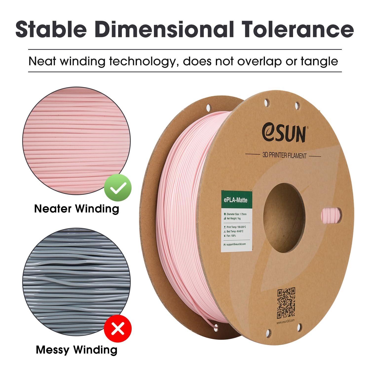 Thumbnail 1 de eSUN Aufgerüstet Matte PLA Filament 1.75mm – Matte Pfirsich Rosa, 1 kg