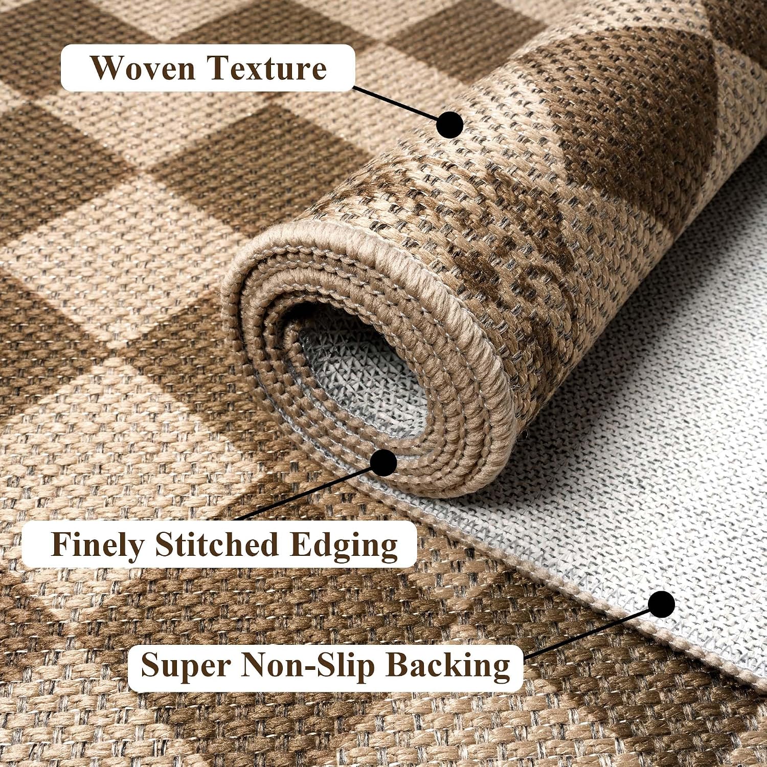 Detalle de Cekene Runner Rugs for Hallway 65x180cm – Non-Slip, Washable, Brown