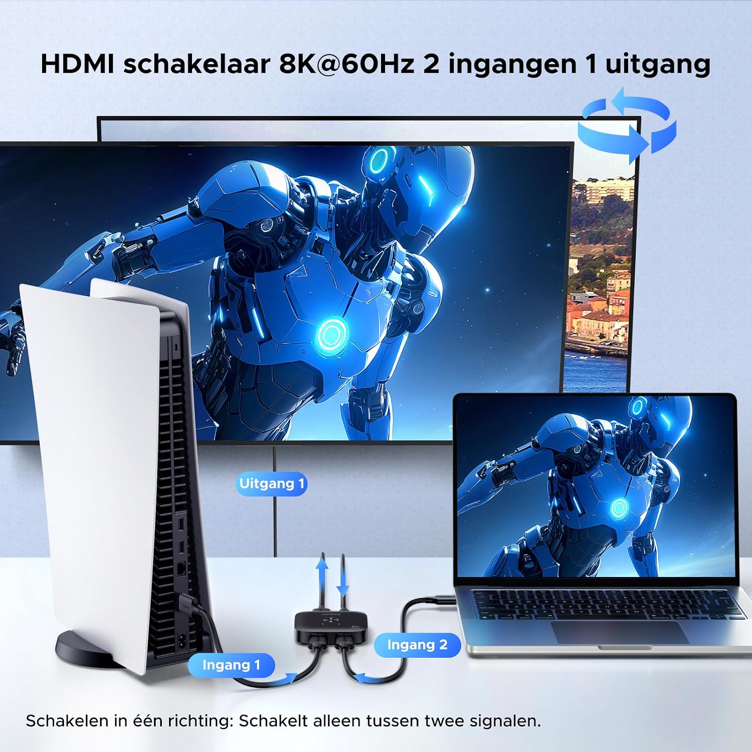 Thumbnail 1 de UGREEN HDMI-switch 2-in-1-uit voor 8K@60Hz en 4K@240Hz