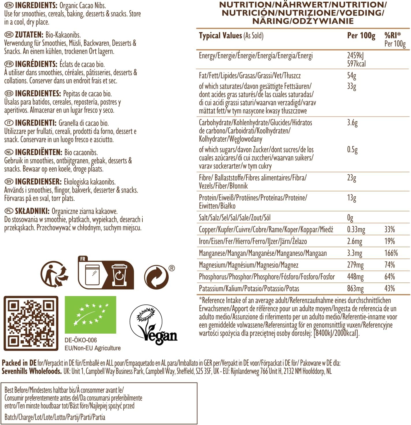 Thumbnail 6 de Sevenhills Wholefoods Granella di Cacao Crudo Bio 1kg 🍫