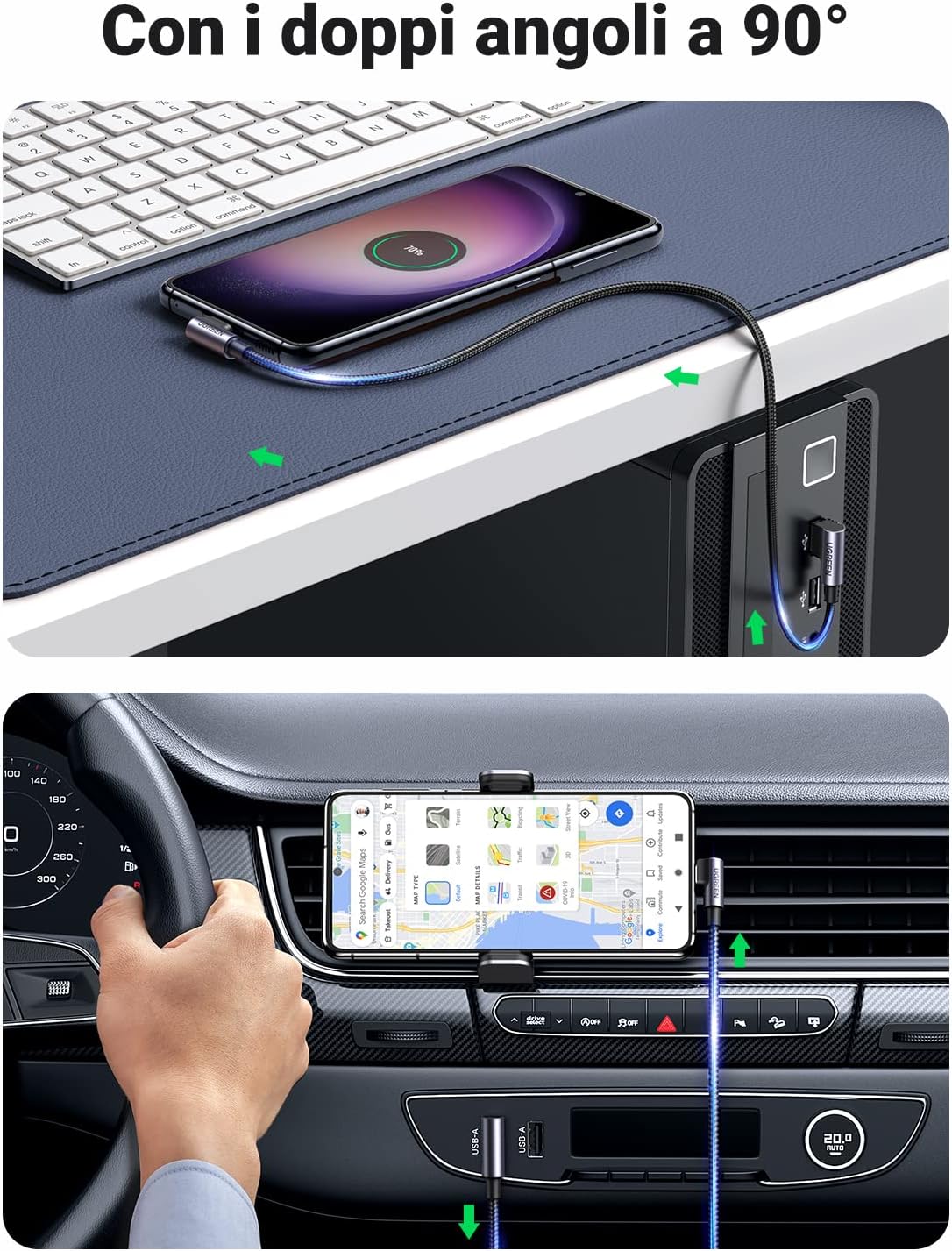 Detalle 2 de UGREEN USB C a A 90 gradi 3A
