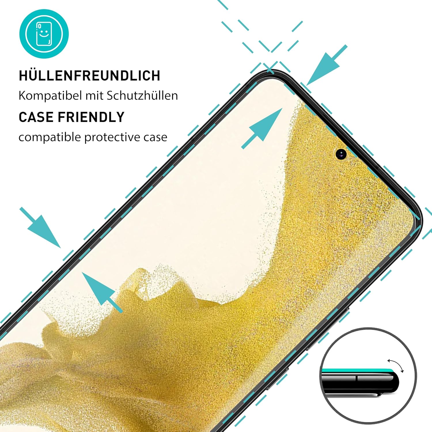 Detalle de SmarTect Glass Screen Protector for Samsung Galaxy S22, 3-Pack, 0.3 mm, 9H
