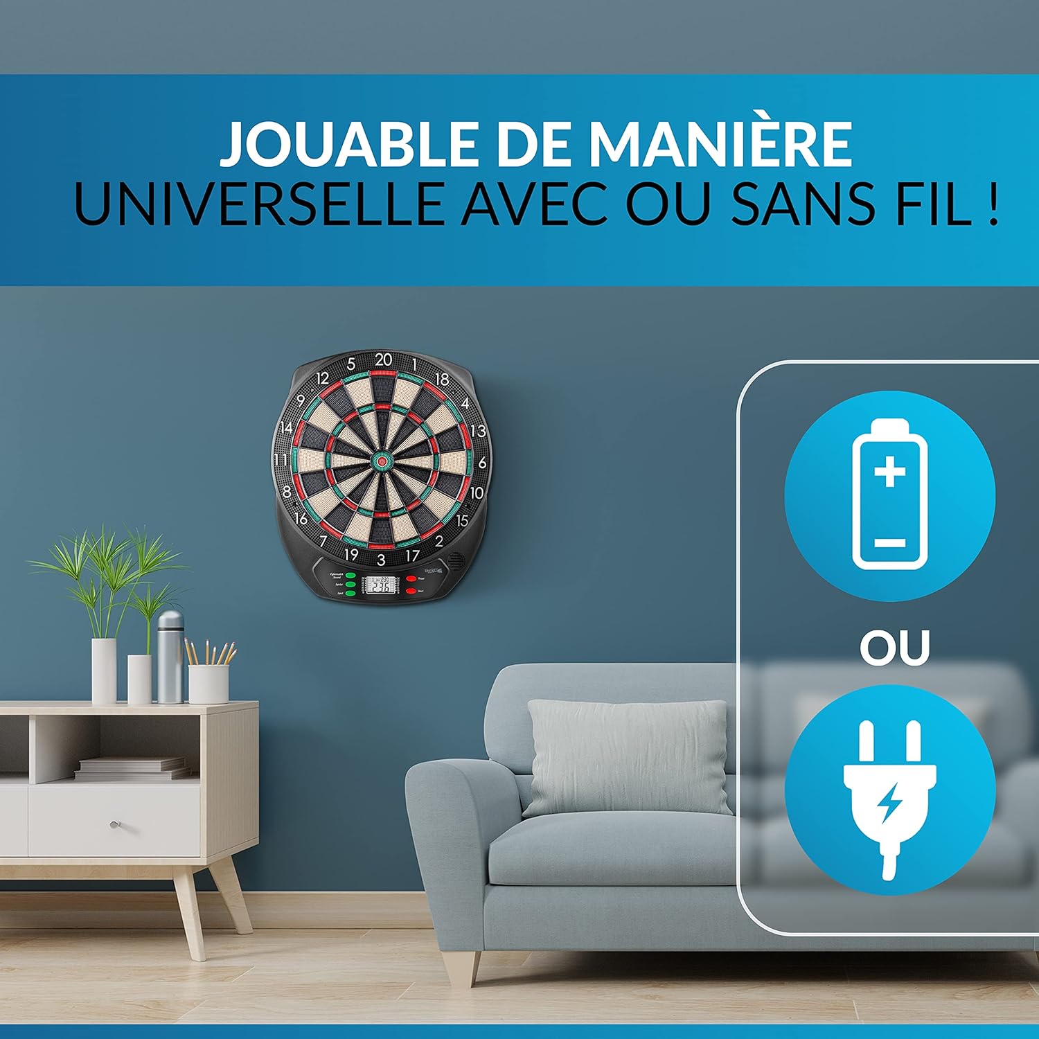 Thumbnail 5 de DartPro Cible électronique sans fil avec 6 fléchettes — Ensemble tout-en-un pour 1 à 8 joueurs