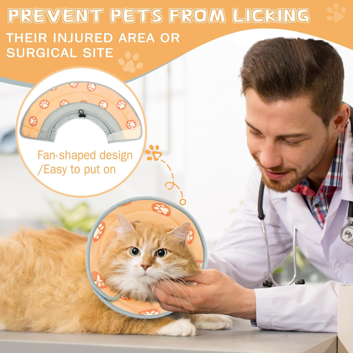 Thumbnail 6 de Supet Cat Cone Collar Soft, Adjustable Cat Recovery Collar (Orange, S) for Kittens, Puppies and Small Dogs
