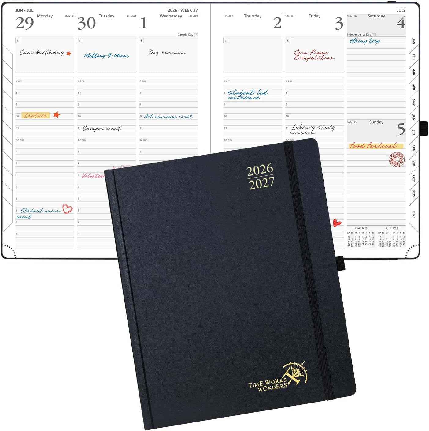 Detalle de POPRUN 2026-2027 Academic Planner, 8.5" x 10.5" Weekly and Monthly Hardcover