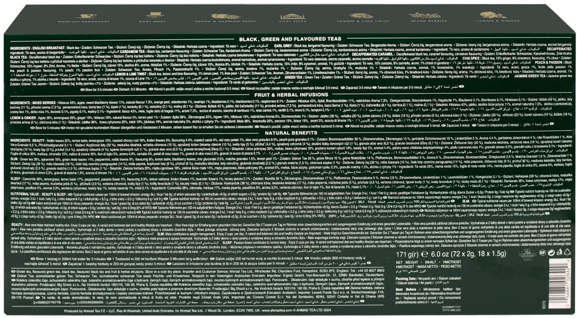 Detalle de Ahmad Tea Assortimento Degustazione 15 Miscele di Tè – Regalo raffinato e variegato per gli amanti del tè