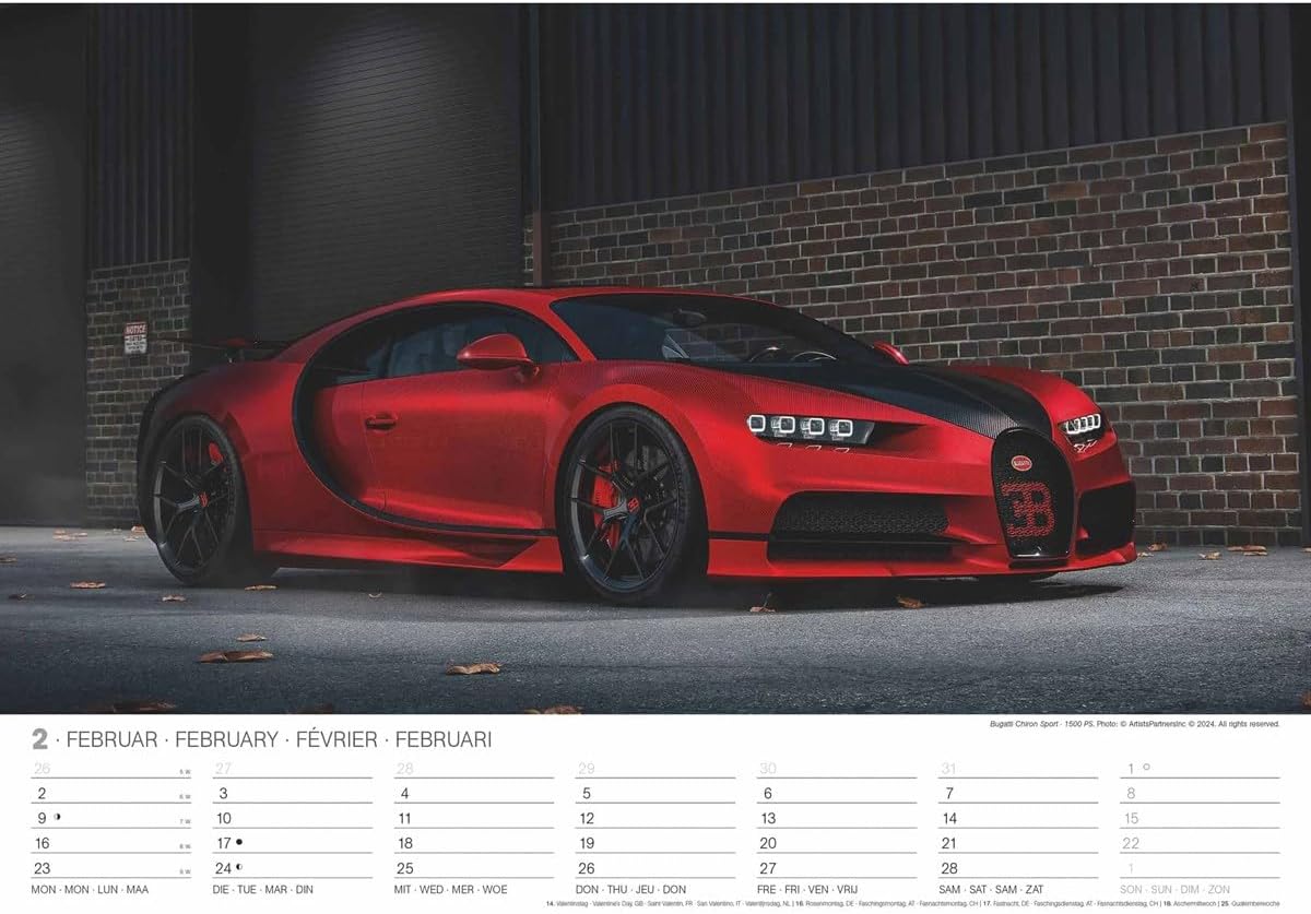 Detalle de Sports Cars Kalender 2026 von N Neumann – Wandkalender DIN A3 mit 12 Luxusauto-Motiven