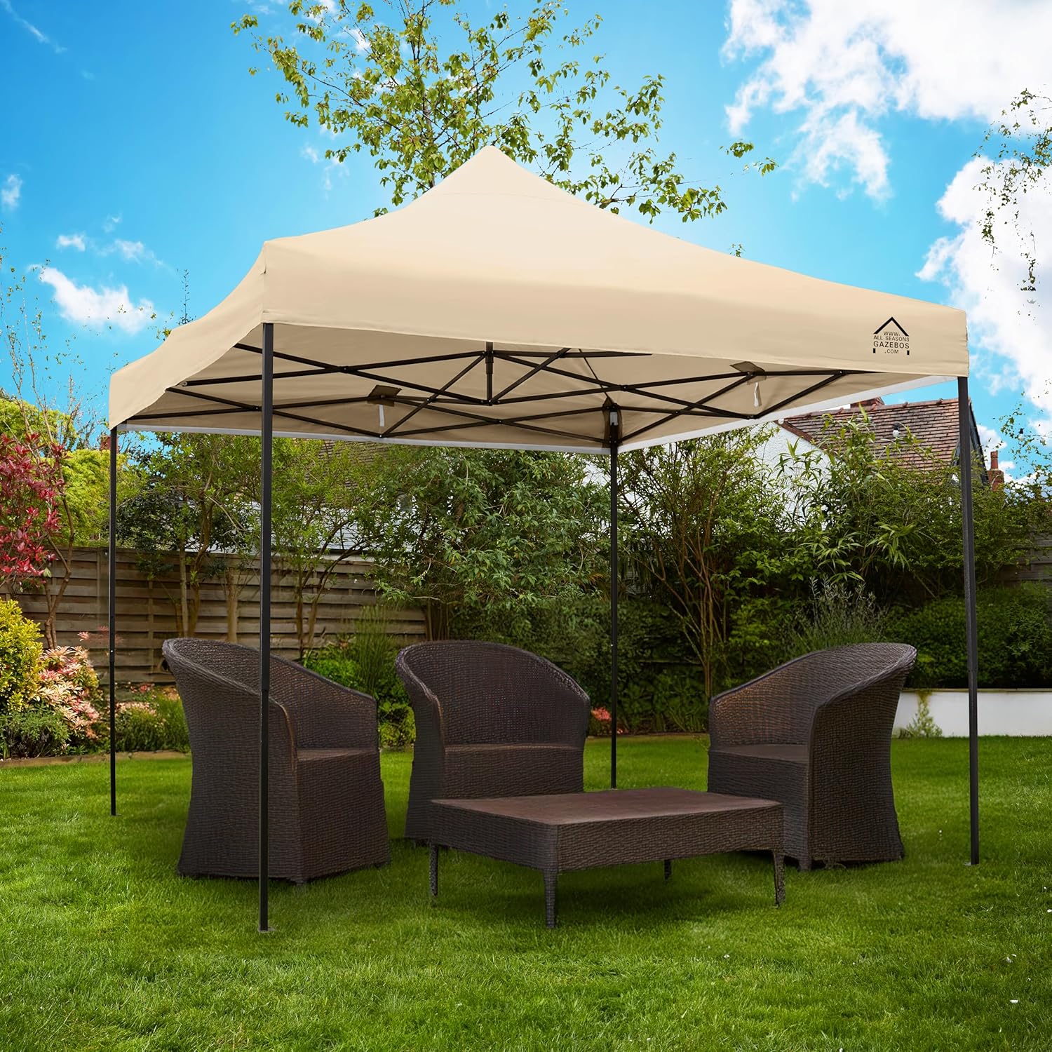 Thumbnail 2 de All Seasons Gazebos Tonnelle Pliante 3x3m — Beige, tout en matériau robuste et étanche