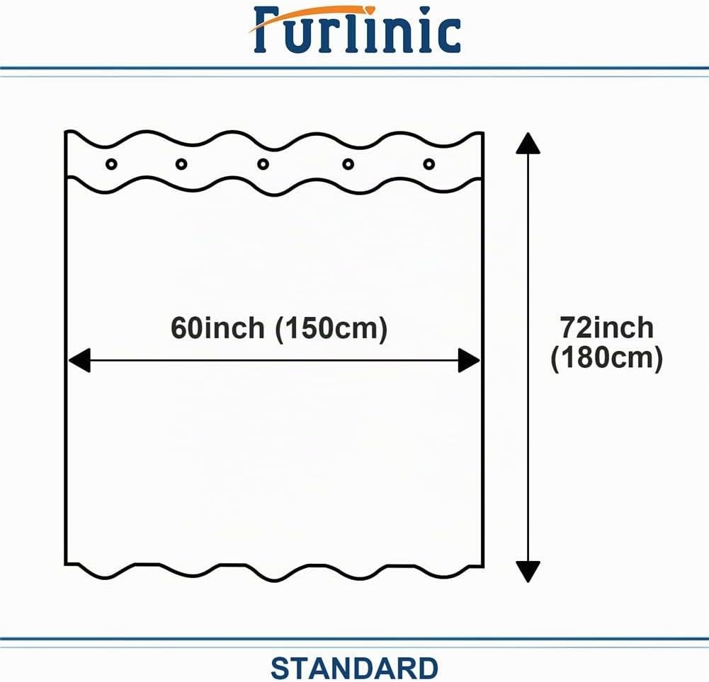 Thumbnail 5 de Tende Doccia Anti Muffa Furlinic in Tessuto di Poliestere 180x150 cm con 10 Ganci – Impermeabile, Lavabile