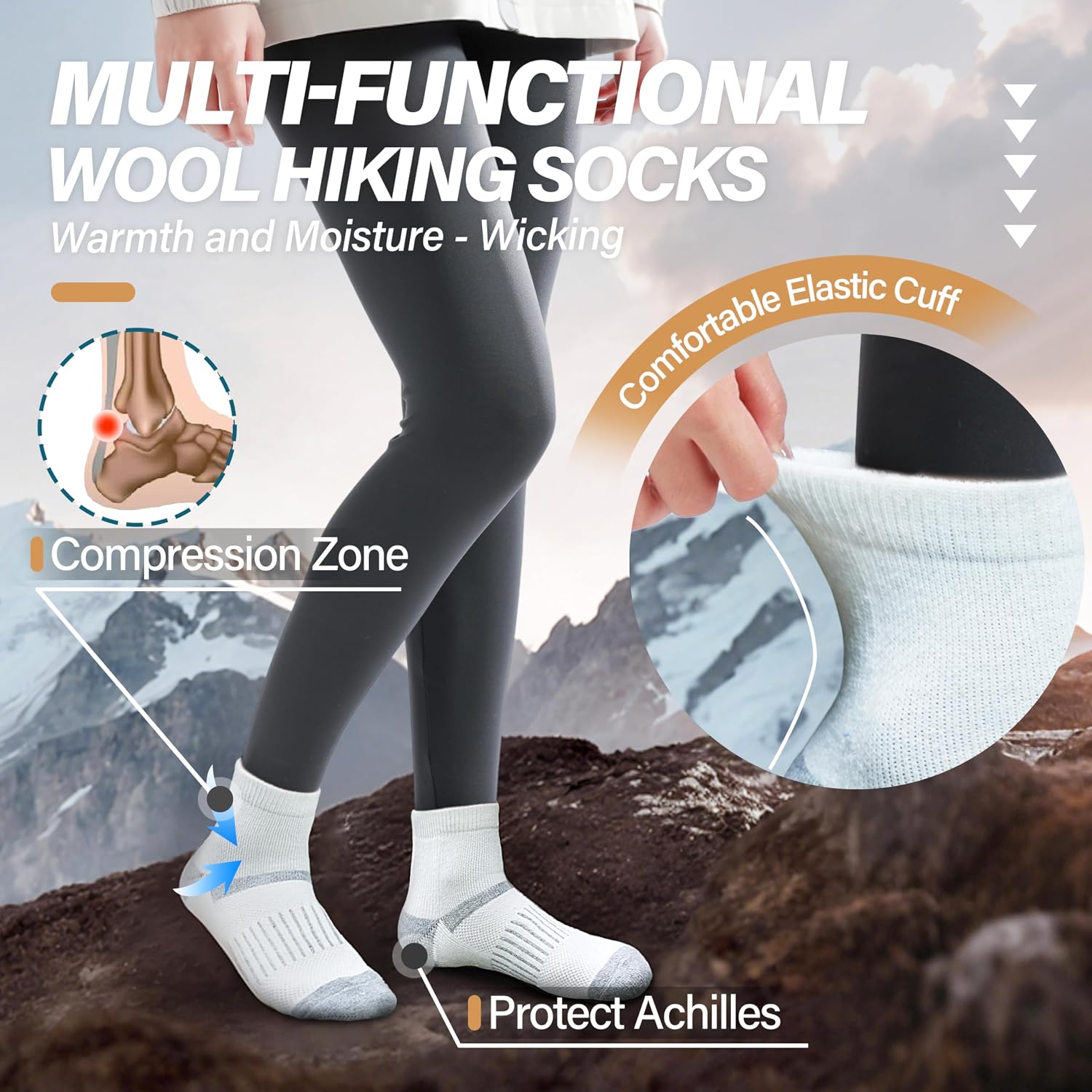 Thumbnail 2 de MOSEY KOSY Merino Wool Socks 6 Pairs