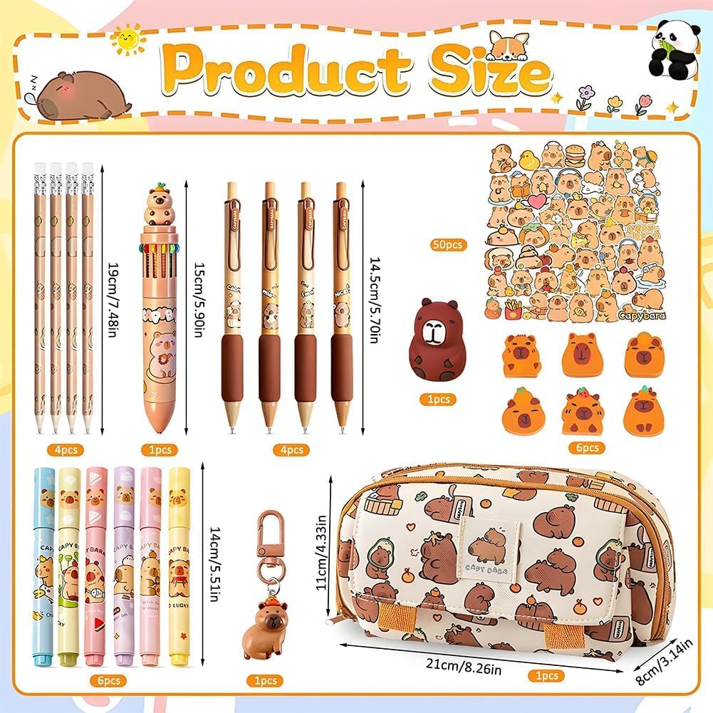 Thumbnail 1 de Capybara Pencil Case: 74Pcs Stationery Gift Set for School, Office and Creative Projects