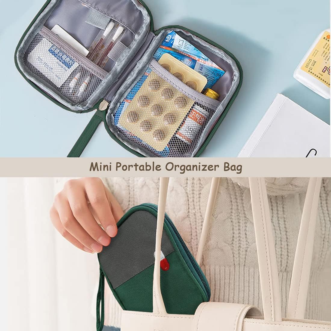 Detalle de WOGOPRO 2er Medikamententasche Set – Große und Kleine Leer-Notfalltasche, wasserdicht (Grün)