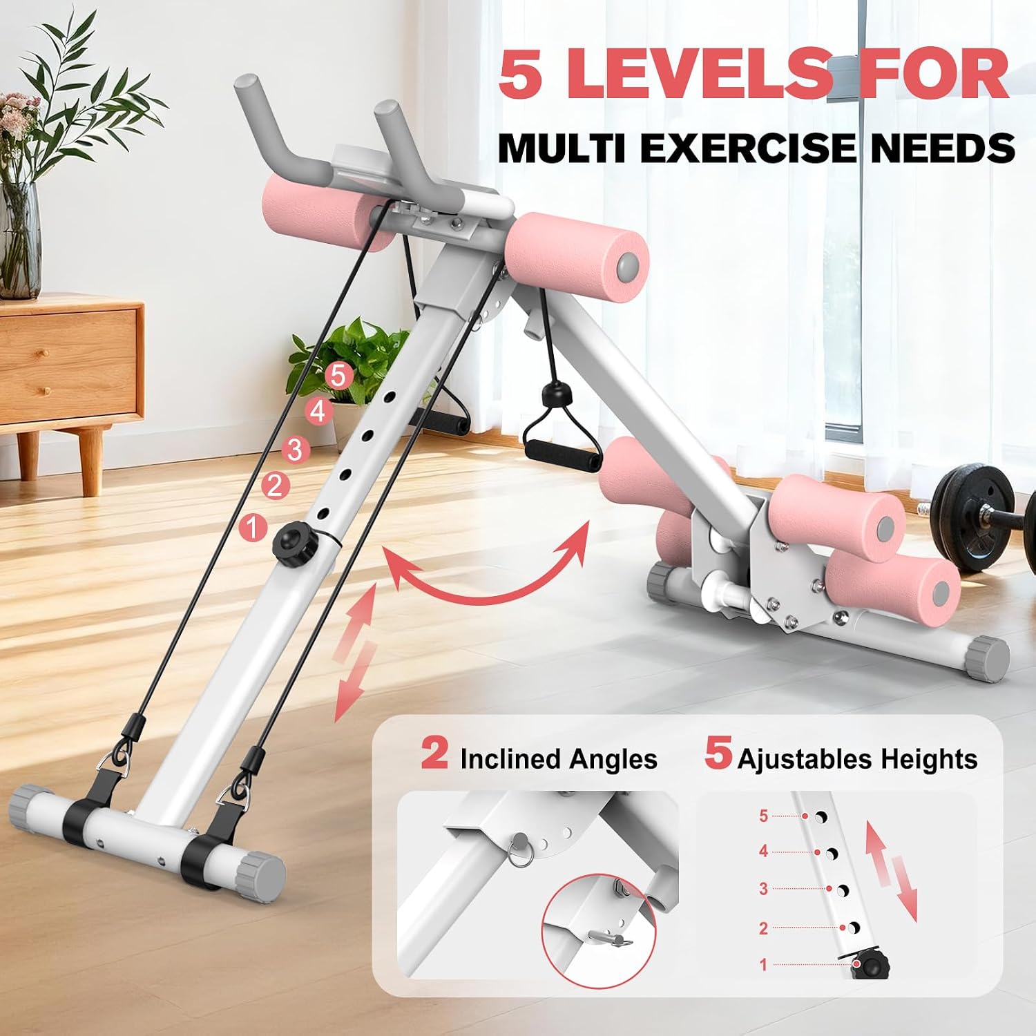 Detalle 2 de DERACY AV02 Ab Workout Machine, Adjustable and Foldable with LCD Display