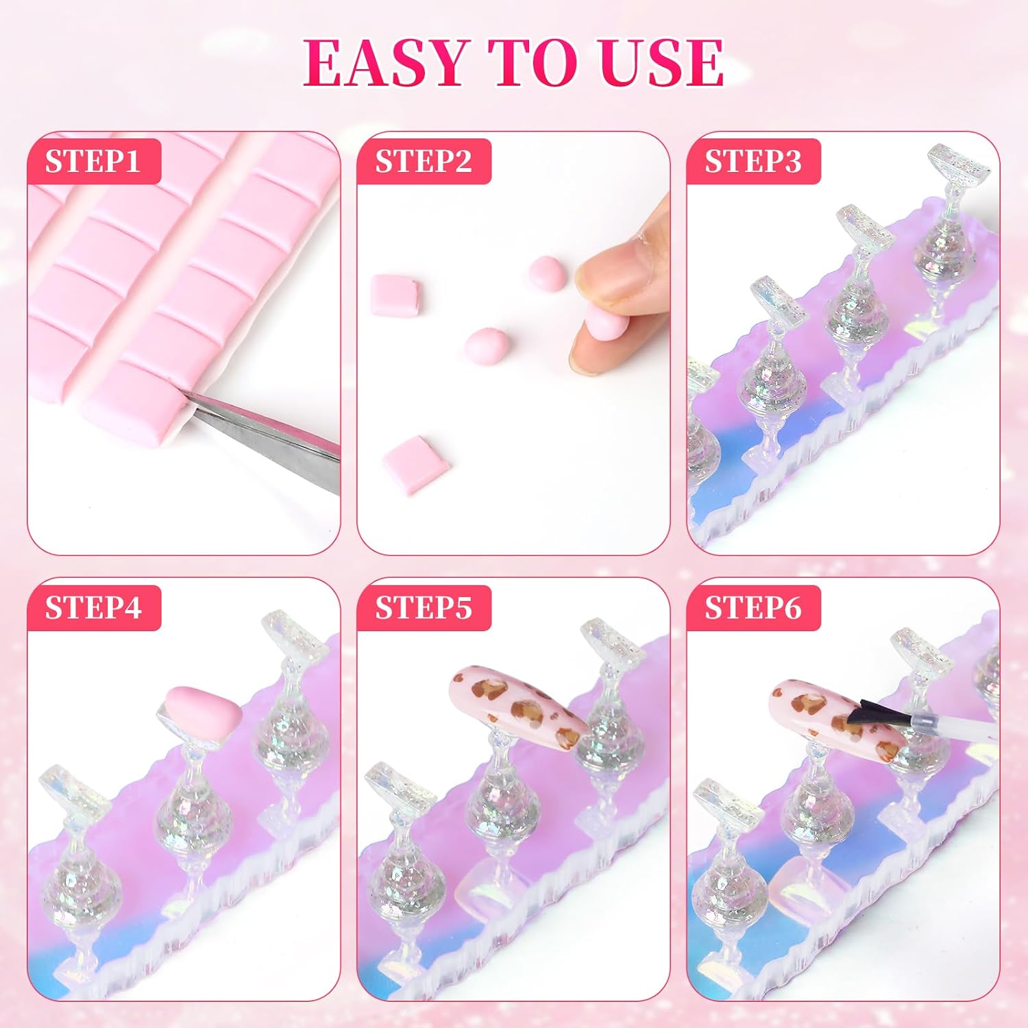 Detalle 2 de ANGNYA 2 Set Nail Stand – Aurora Nail Holder for Painting and Display (Flower 2)
