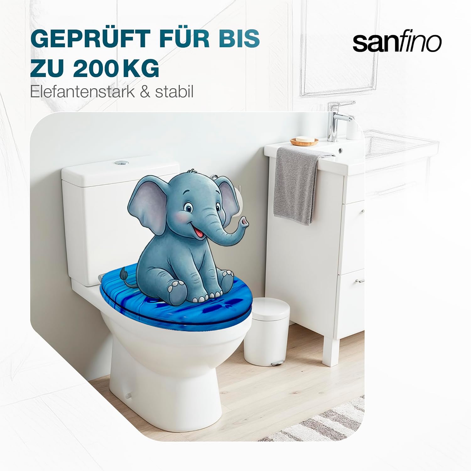 Thumbnail 6 de SANFINO Premium WC-Sitz mit Absenkautomatik – Holzdeckel, bunte Motive und hoher Sitzkomfort