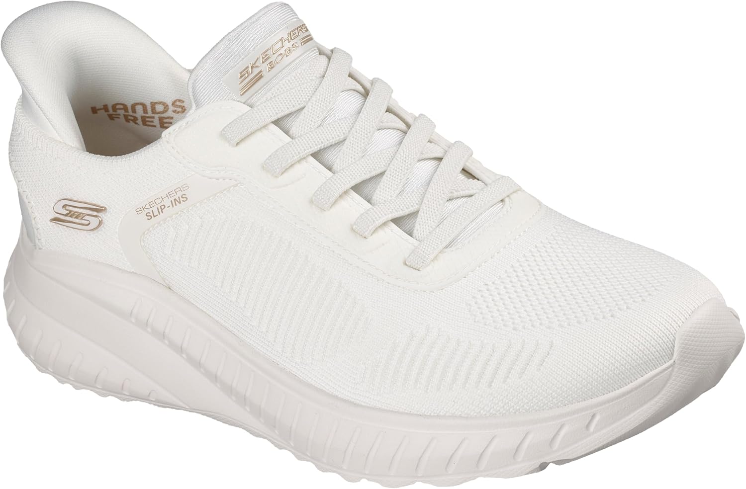Detalle de Skechers Damen Bobs Squad Chaos Current Muse Slip-Ins – Off White Textile, Größe 39 EU