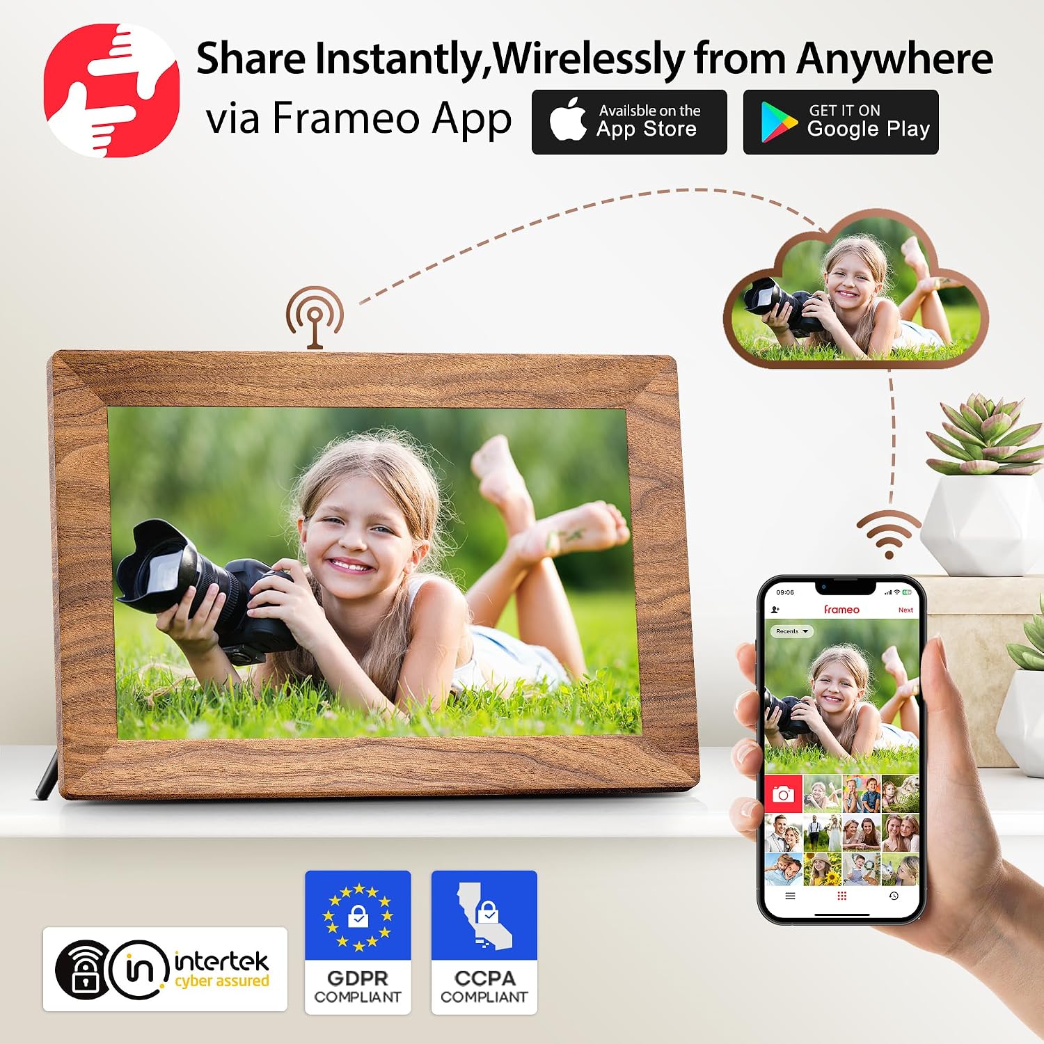 Detalle de Frameo 10.1 inch WiFi Digital Photo Frame with 32GB and HD IPS Touchscreen